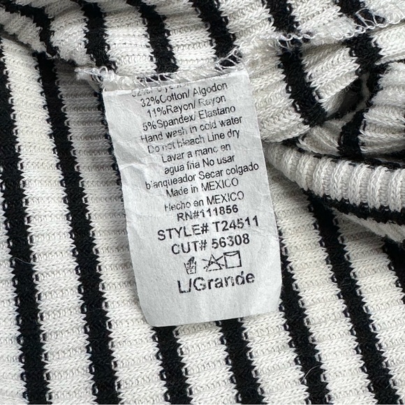 Carly Jean Los Angeles Black and White Striped Long Sleeve Top - Picture 5 of 5